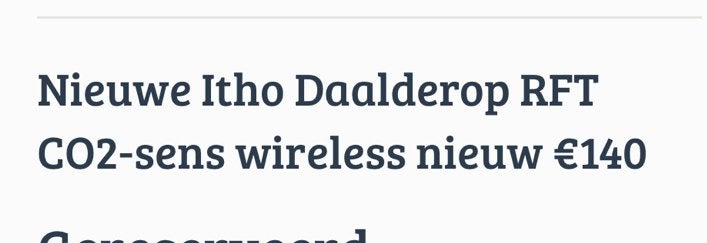 Nieuwe itho daalderop rft co2 sensor, Ophalen of Verzenden