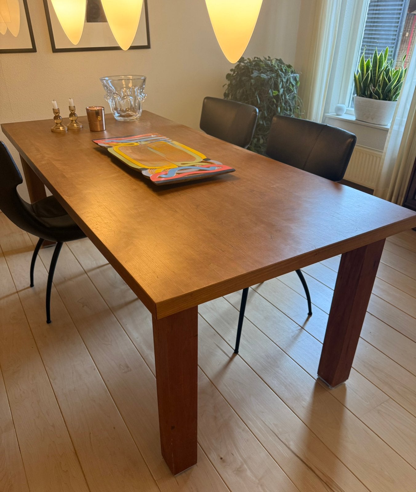 Kersenhouten tafel 90x200x75, Ophalen, Gebruikt, 50 tot 100 cm, Vijf personen of meer