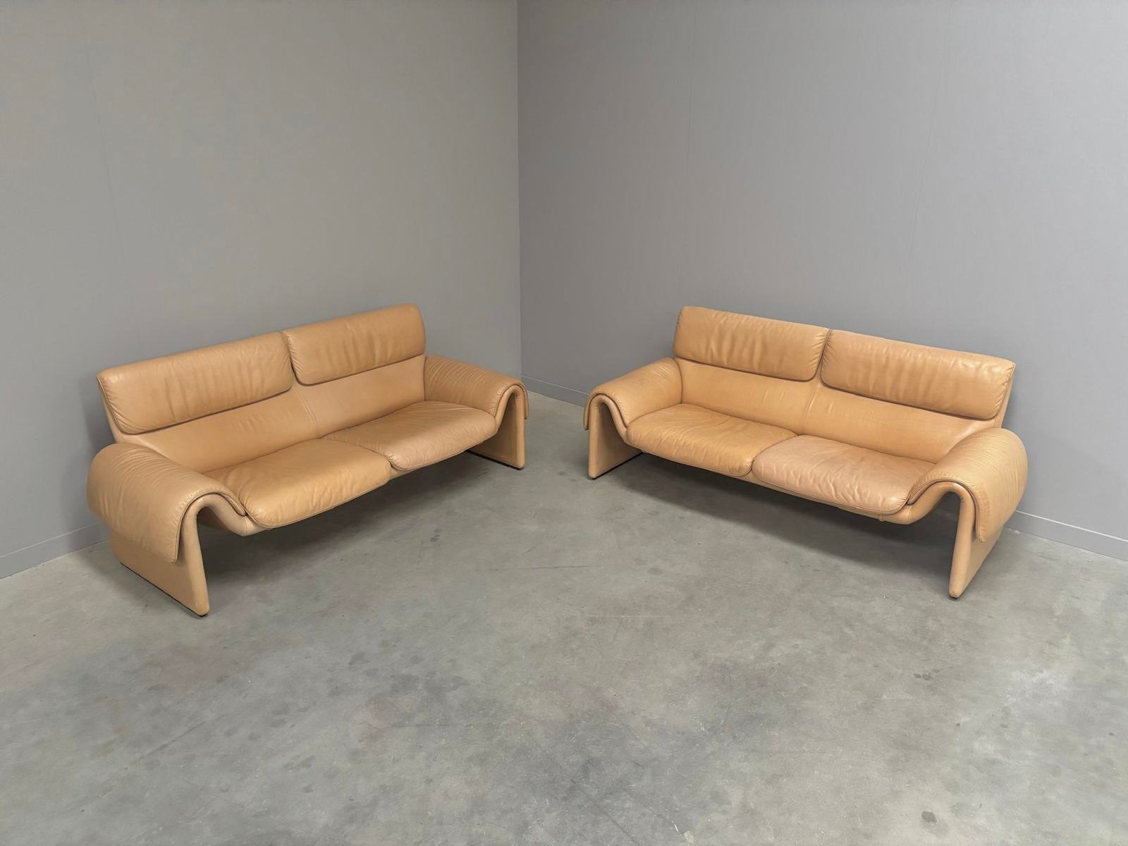 De Sede DS-2011 banken leer vintage midcentury design 80s, Ophalen, Gebruikt, De Sede, Leer