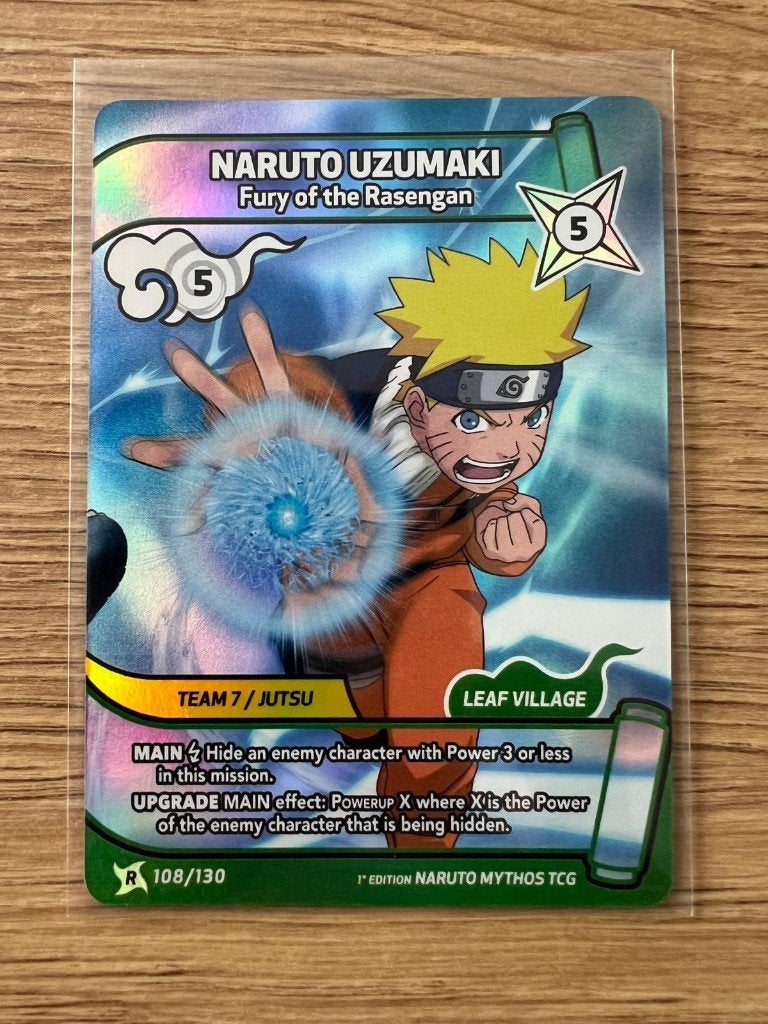 Naruto Uzumaki 108/130 Rare – Naruto Mythos TCG 1st Edition, Ophalen of Verzenden, Zo goed als nieuw, Losse kaart, Foil