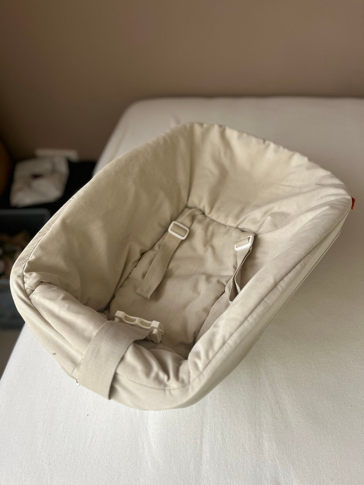 Stokke newbornset  beige, gebruikt maar goede staat, Ophalen, Gebruikt, Overige typen, Gordel(s)