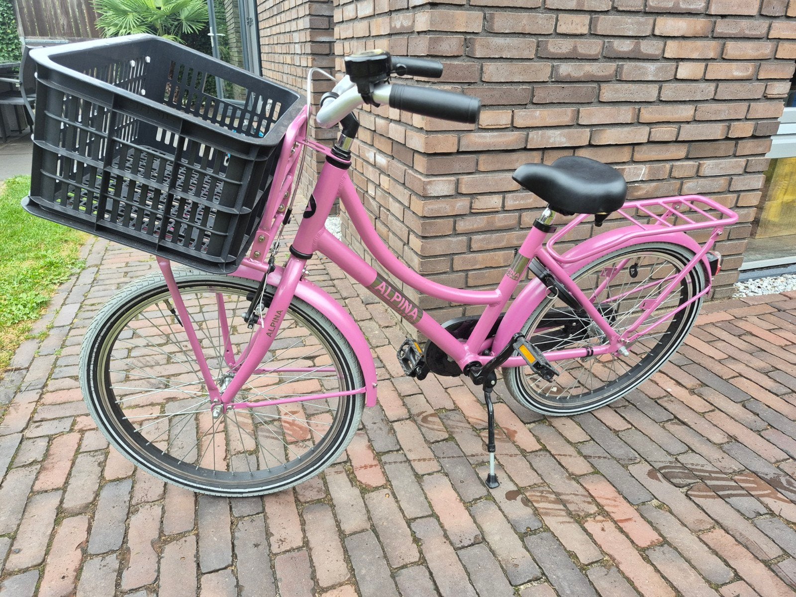 Alpina Cargo kinderfiets roze met mandje - 22 inch, Ophalen, Terugtraprem, 22 inch, Alpina
