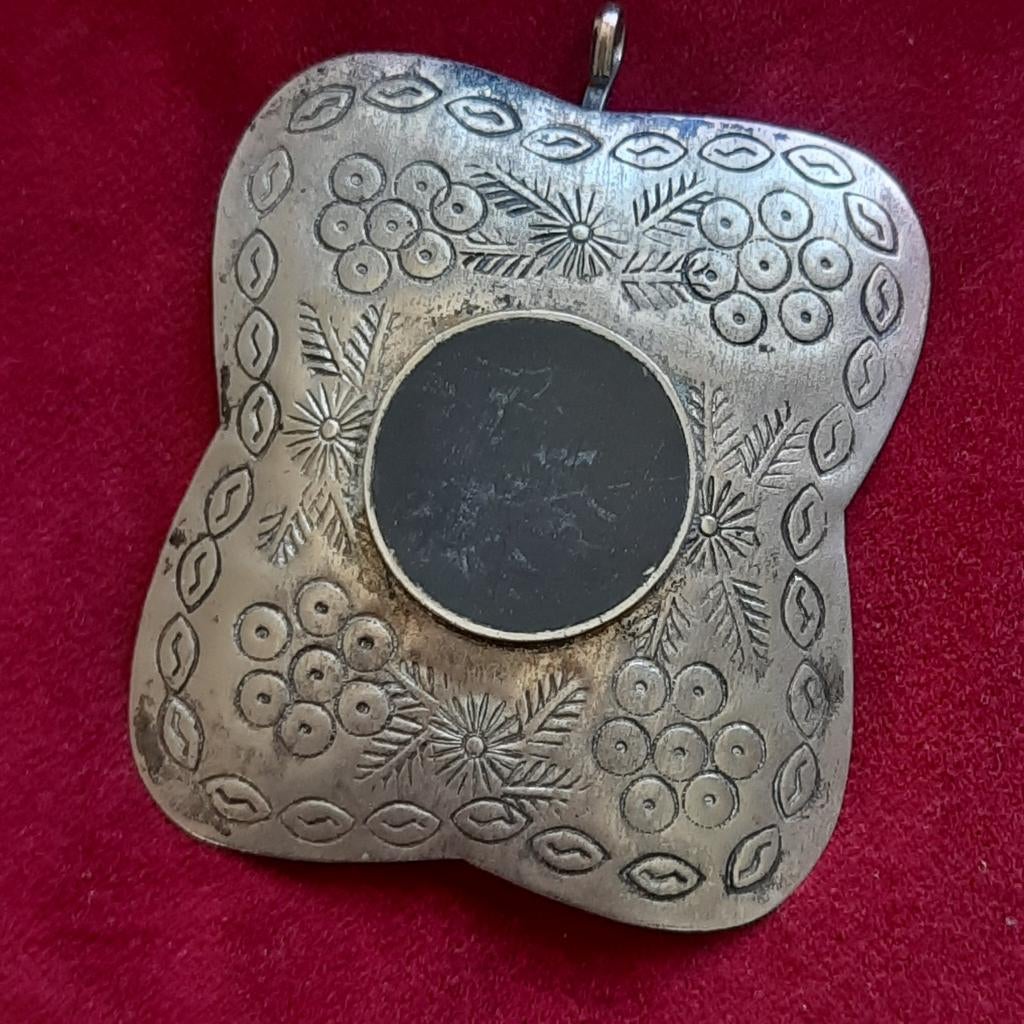 Grote Bewerkte Oosterse Hanger met Onyx, Verzenden, Zo goed als nieuw, Zilver, Zilver