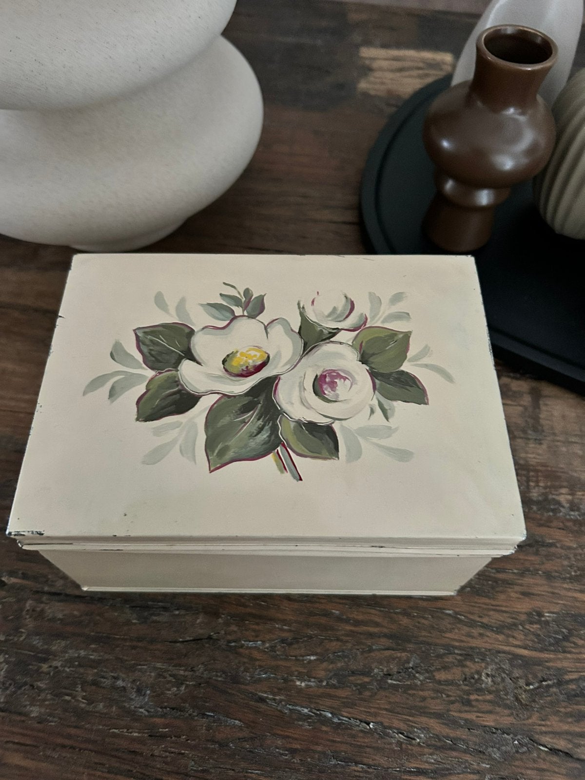 MOOI OUD BROCANTE BLIK MET BLOEMEN …., Antiek en Kunst, Ophalen of Verzenden