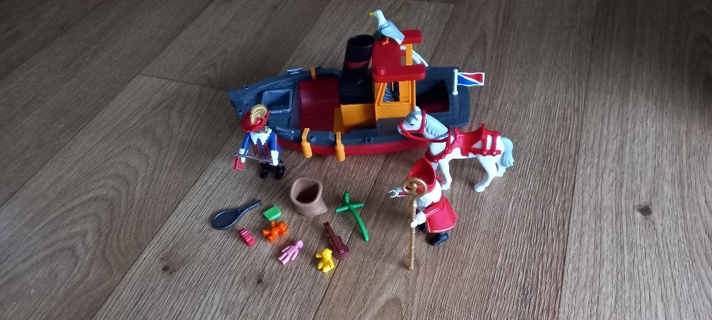 Playmobil stoomboot met Sint-Piet-Paard en accessoires ., Kinderen en Baby's, Ophalen of Verzenden, Zo goed als nieuw