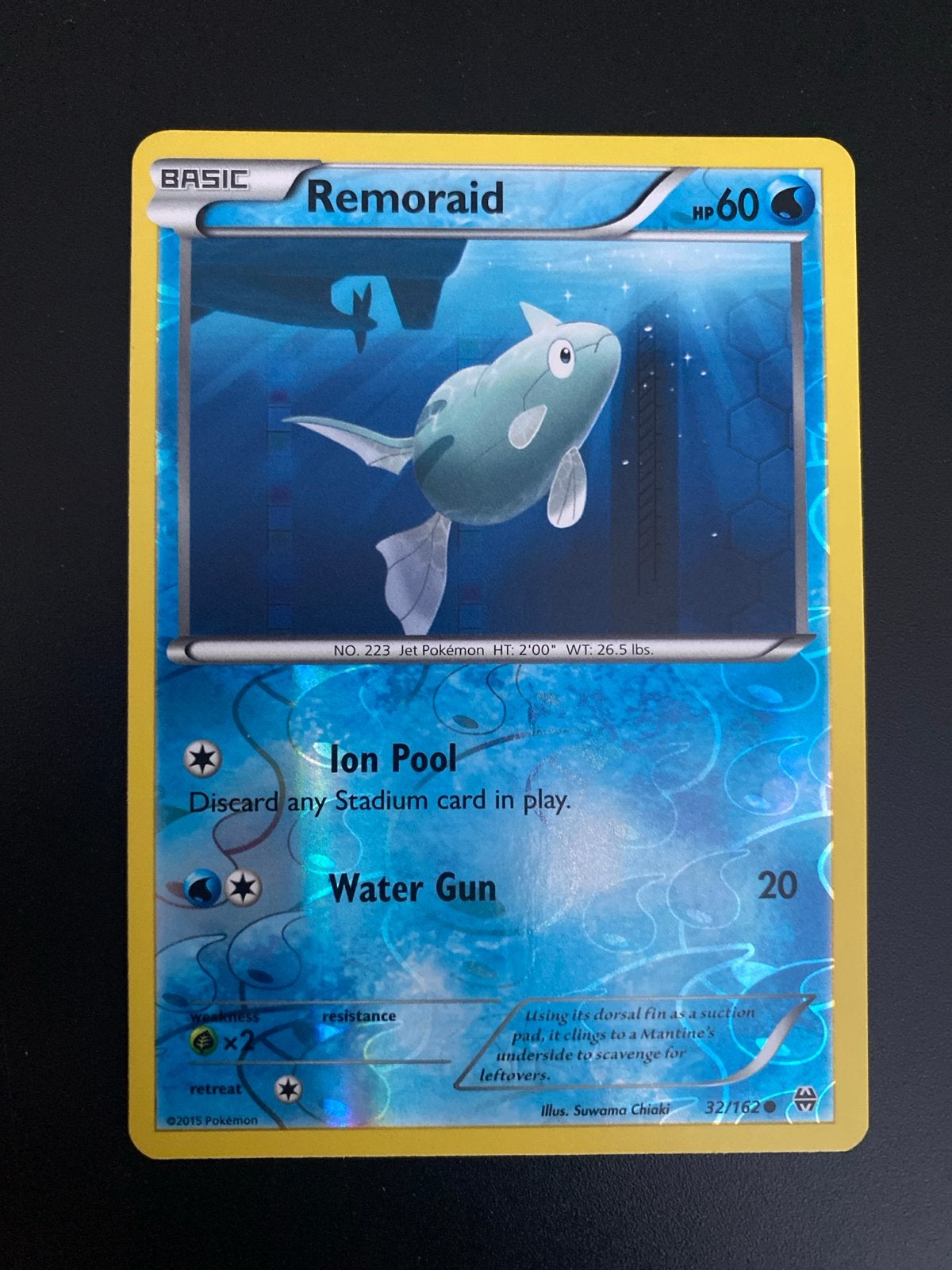 Remoraid 32/162 Rev. Holo XY BreakThrough (2015) NM!, Hobby en Vrije tijd, Verzamelkaartspellen | Pokémon, Zo goed als nieuw, Losse kaart