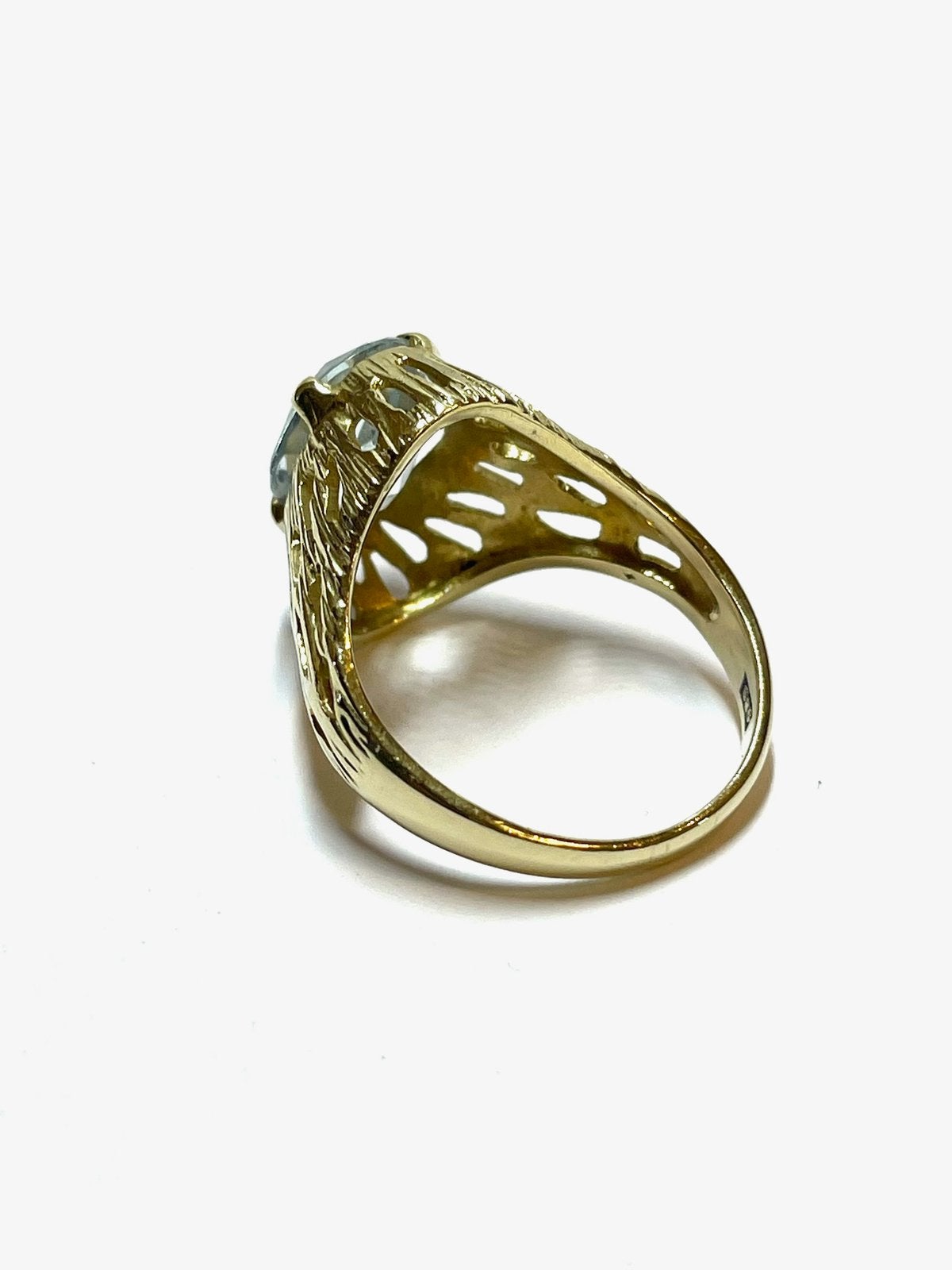14k gouden ring met een aquamarijn, -, -, Ophalen of Verzenden, Zo goed als nieuw