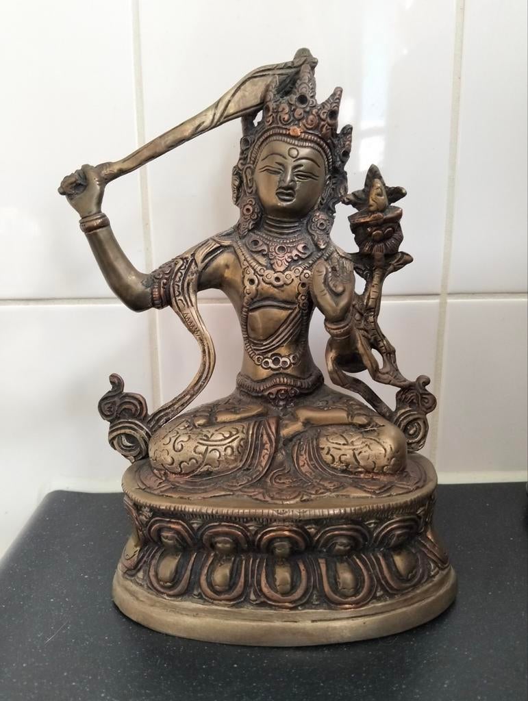Beeld van Manjushri, Mahayana- boeddhisme, boeddha, Huis en Inrichting, Woonaccessoires | Boeddhabeelden, Ophalen