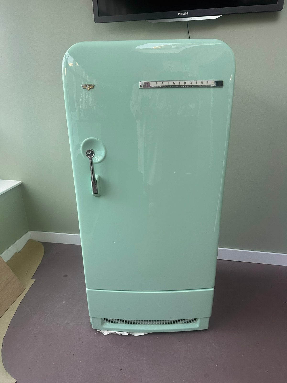 Vintage Frigidaire koelkast – origineel retro – mintgroen, Witgoed en Apparatuur, Koelkasten en IJskasten, 200 liter of meer, Ophalen