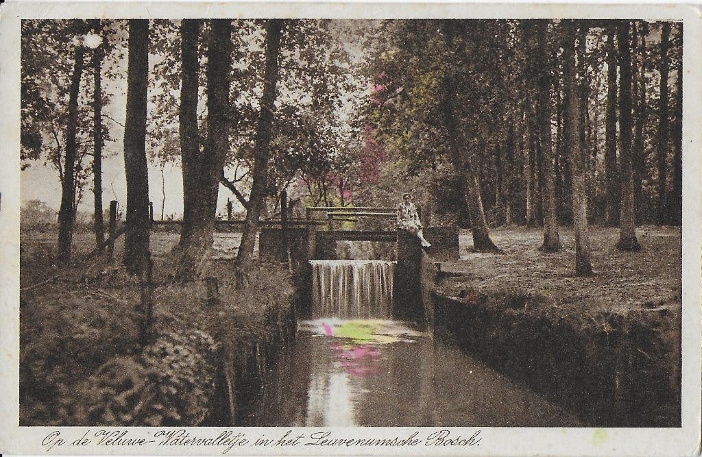 Pa1292 oude ansichtkaart het leuvenumsche bosch waterval, Ophalen of Verzenden, 1940 tot 1960, Gelopen, Gelderland