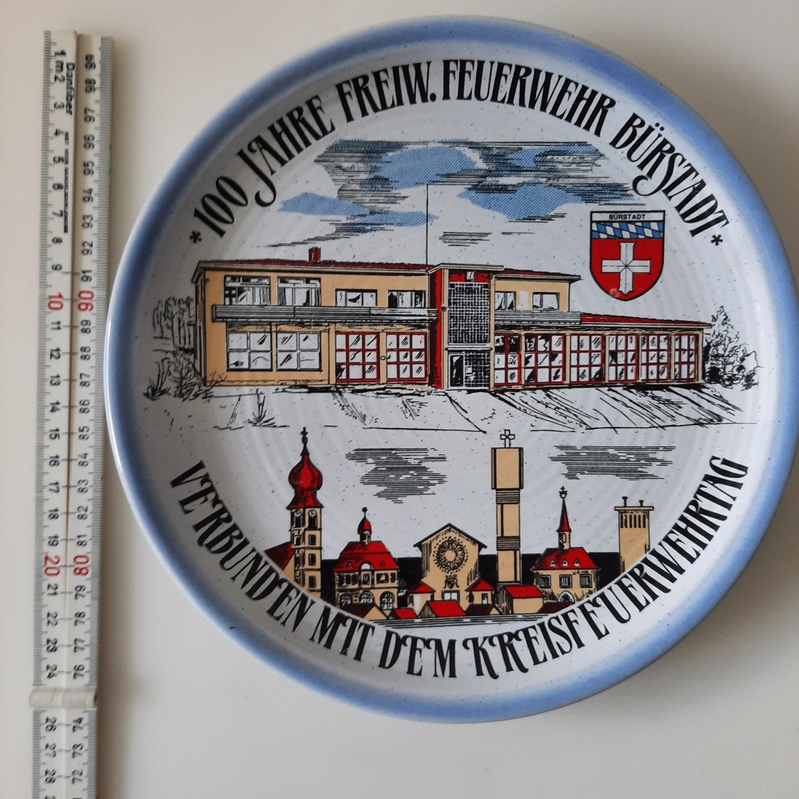 Brandweer aardewerken bord gaaf uit 1985, Ophalen of Verzenden, Nederland