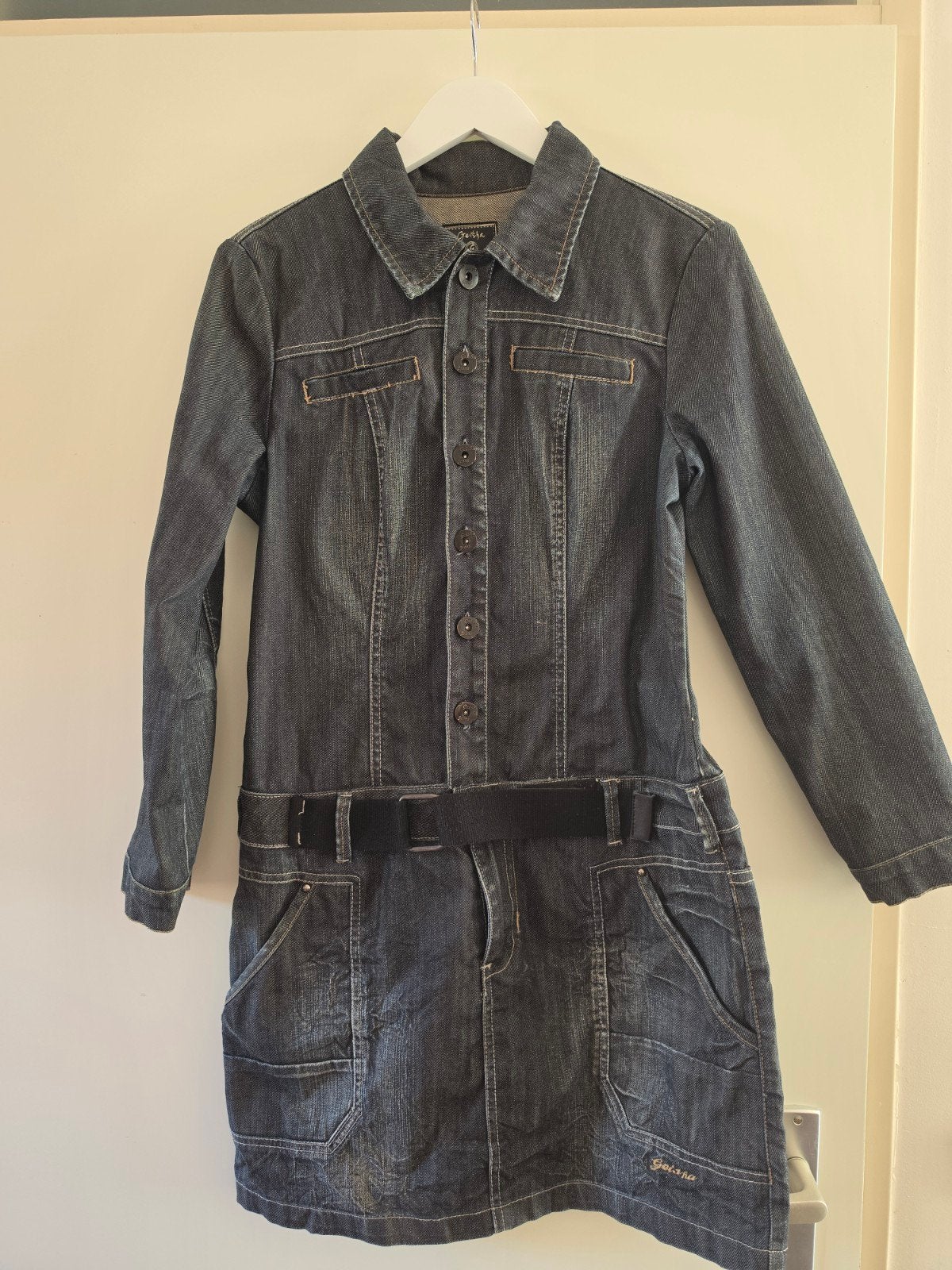 Prachtige Geisha spijkerjurk maat 40, Kleding | Dames, Jurken, Ophalen of Verzenden, Zo goed als nieuw, Maat 38/40 (M), Blauw