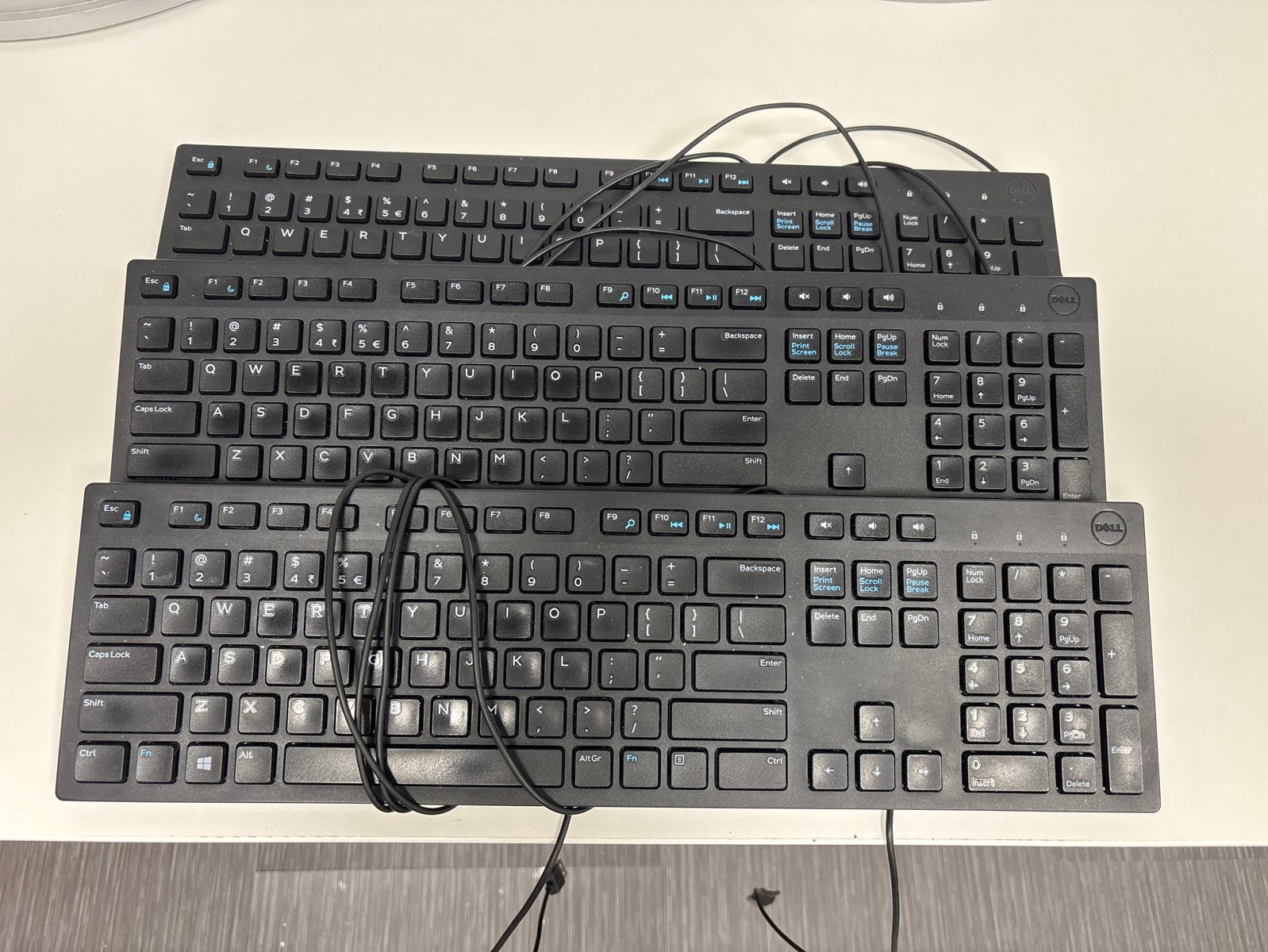 3x Dell toetsenborden - Qwerty, bedraad, Ophalen, Gebruikt, Qwerty, Numeriek gedeelte
