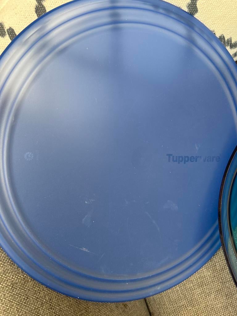Tupperware schaal met deksel - Blauw/Groen, Ophalen of Verzenden, Gebruikt, Blauw, Schaal