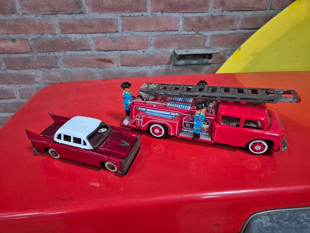 Blikken speelgoed auto's brandweer auto, Antiek en Kunst, Ophalen