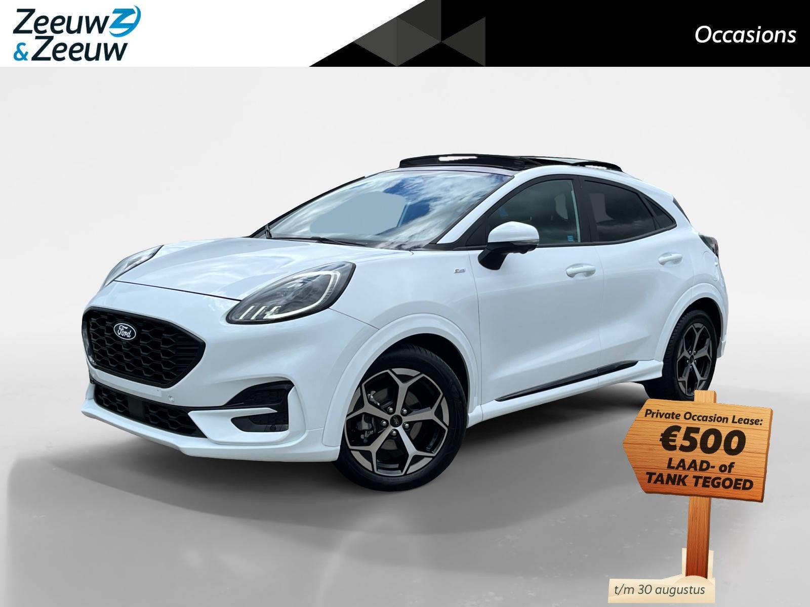 Ford Puma St-line |elektrisch glazen panorama-dak| Elek acht, Auto's, 125 pk, Euro 6, Leder en Stof, Wit