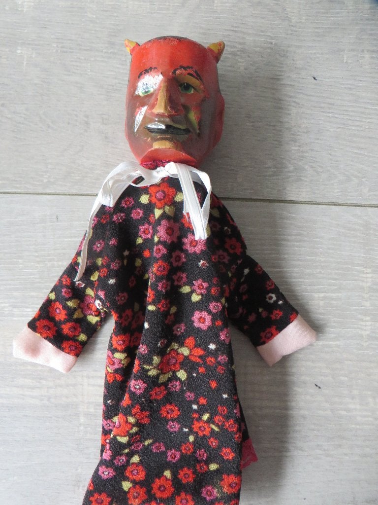 Vintage poppenkastpoppen (houten koppen), Ophalen of Verzenden, Gebruikt, Overige typen