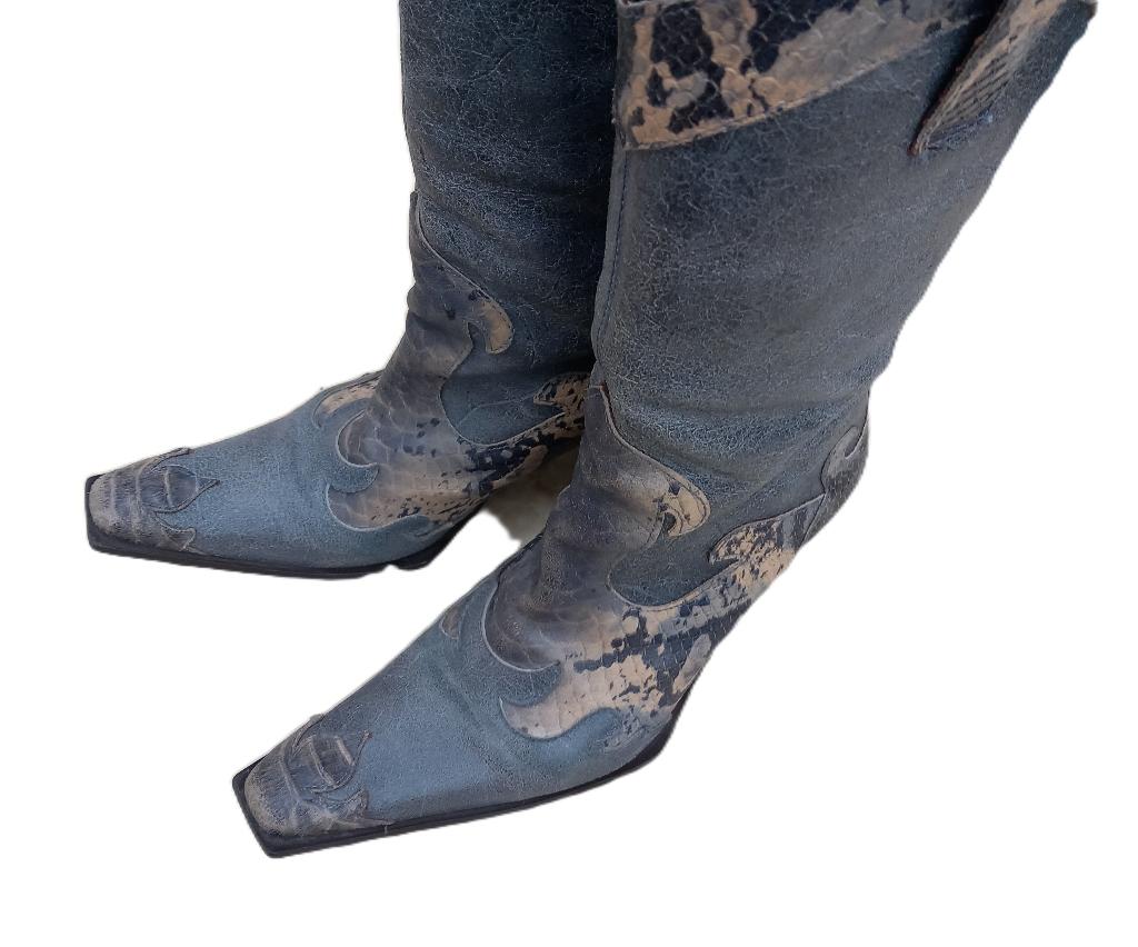 Mooie Boho western laarzen, Hoge laarzen, Blauw, Ophalen of Verzenden, Gedragen