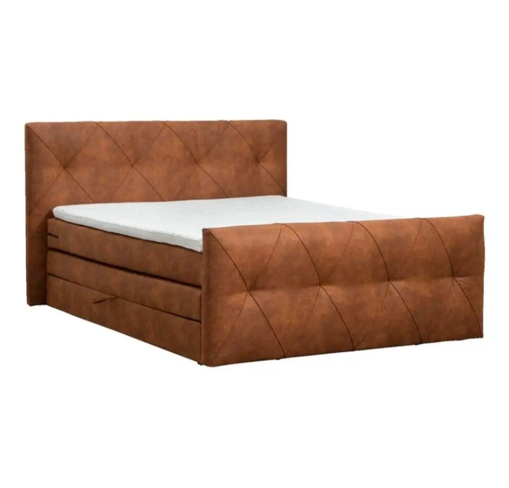 Boxspring met opbergruimte Holstebro - cognac - 160x200 cm, Ophalen, Gebruikt, Tweepersoons, 200 cm