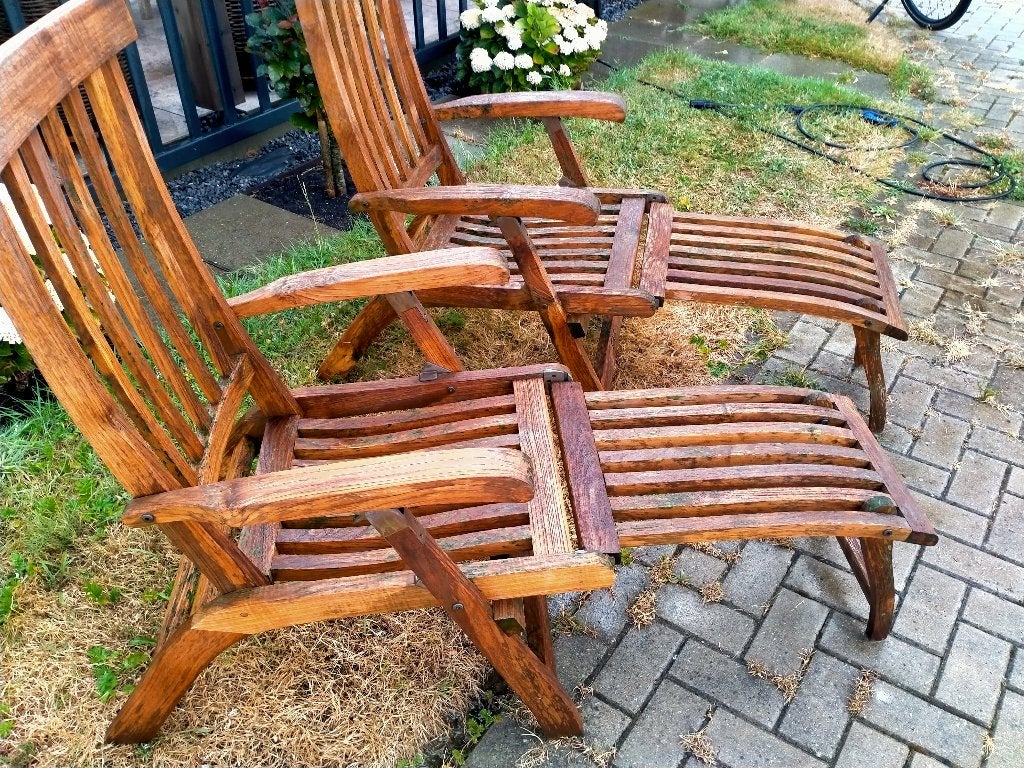 2 Annapart teakhouten deckchairs, Ophalen, Gebruikt, Teakhout, Verstelbaar
