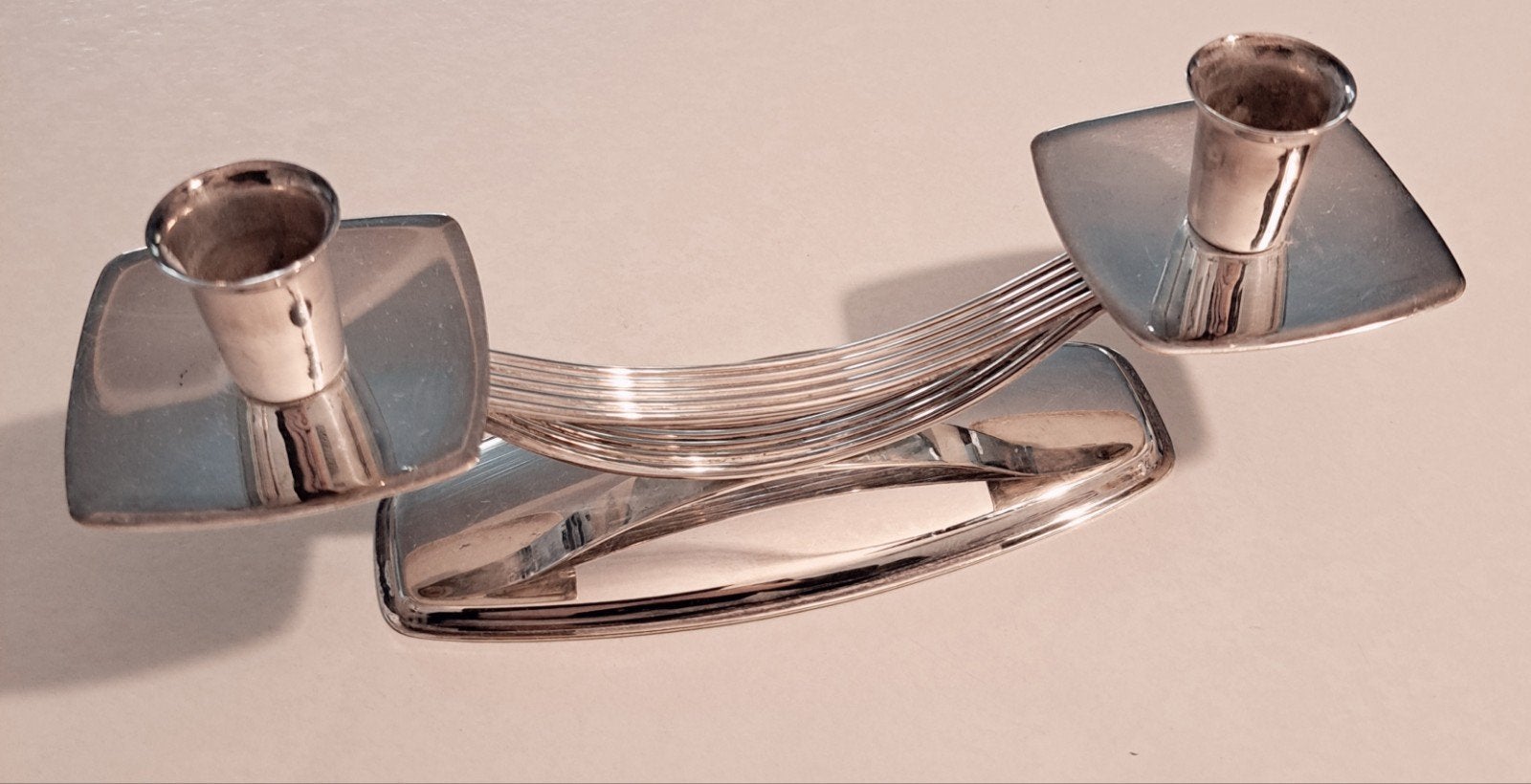 Zilveren Art Deco Kandelaar (verzilverd), Antiek en Kunst, Ophalen of Verzenden