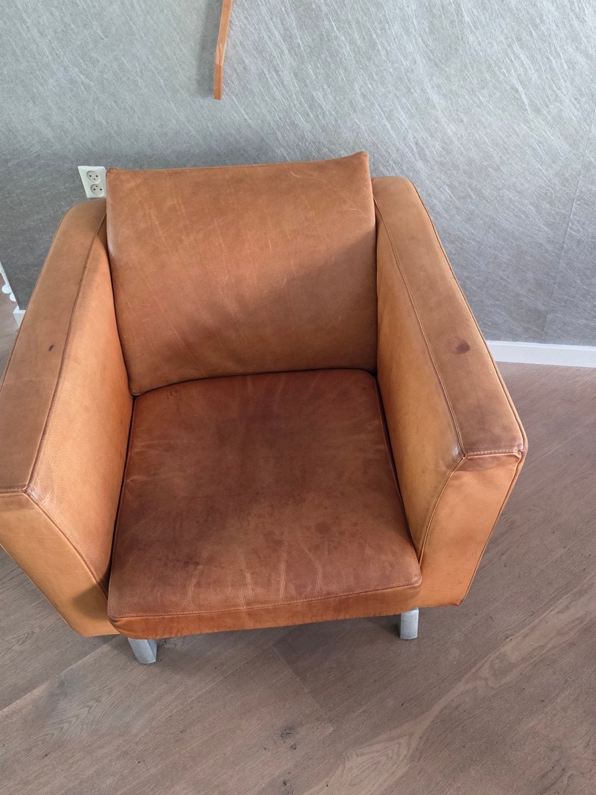 Leren fauteuil van Molinari - Gebruikt, Gebruikt, Ophalen of Verzenden, 75 tot 100 cm, Leer