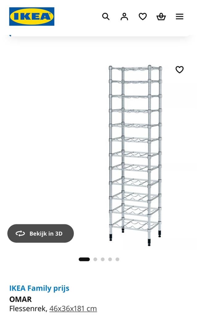 2 x IKEA OMAR Flessenrek, verzinkt - 46x36x181, Ophalen, Gebruikt, 25 flessen of meer, Metaal