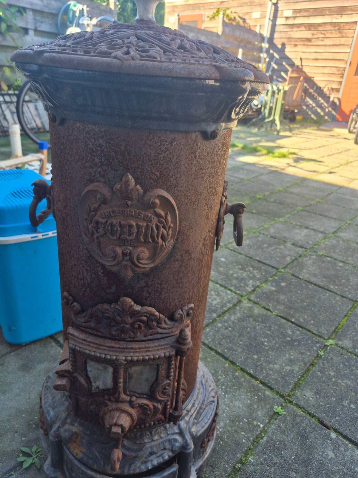 Godin antieke gietijzeren pot kachel, Ophalen, Gebruikt