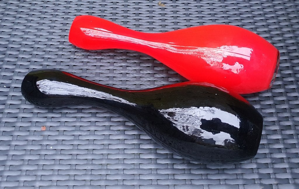 Twee retro vintage vazen vaasjes, Huis en Inrichting, Woonaccessoires | Vazen, 29 cm, Meerkleurig, Verzenden, Glas