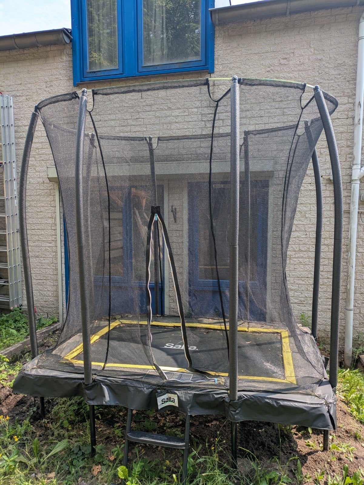 Salta trampoline met veiligheidsnet en trapje, Ophalen, Gebruikt