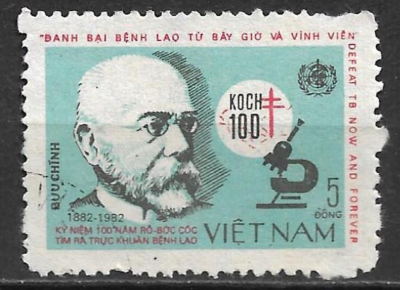 Vietnam 1983 Herdenking Robert Koch, Postzegels en Munten, Verzenden, Gestempeld, Zuidoost-Azië