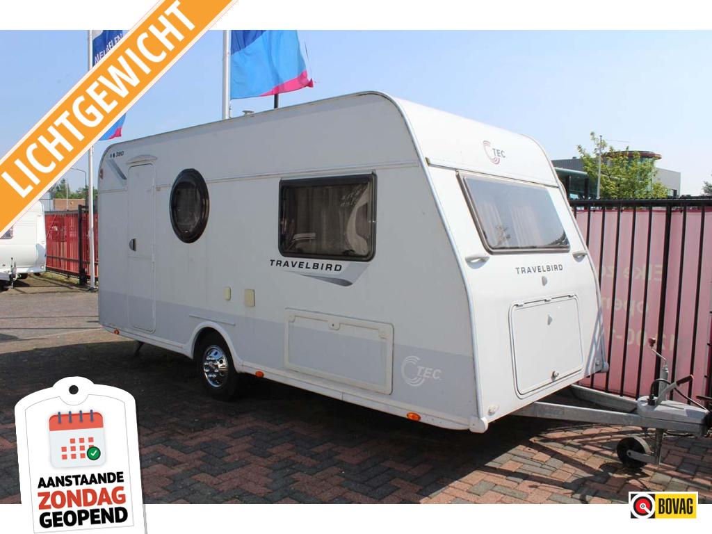 TEC Travel Bird 380 Compleet, lichtgewicht , zondag open!!, Caravans en Kamperen, Caravans, T.E.C., Bedrijf, Tot 4 meter, Dwarsbed