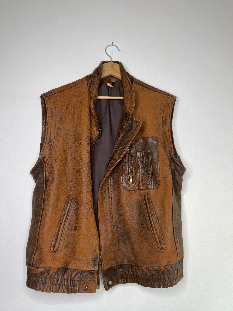 Leren gilet maat 44, Ophalen of Verzenden, Zo goed als nieuw, Maat 42/44 (L), Overige kleuren