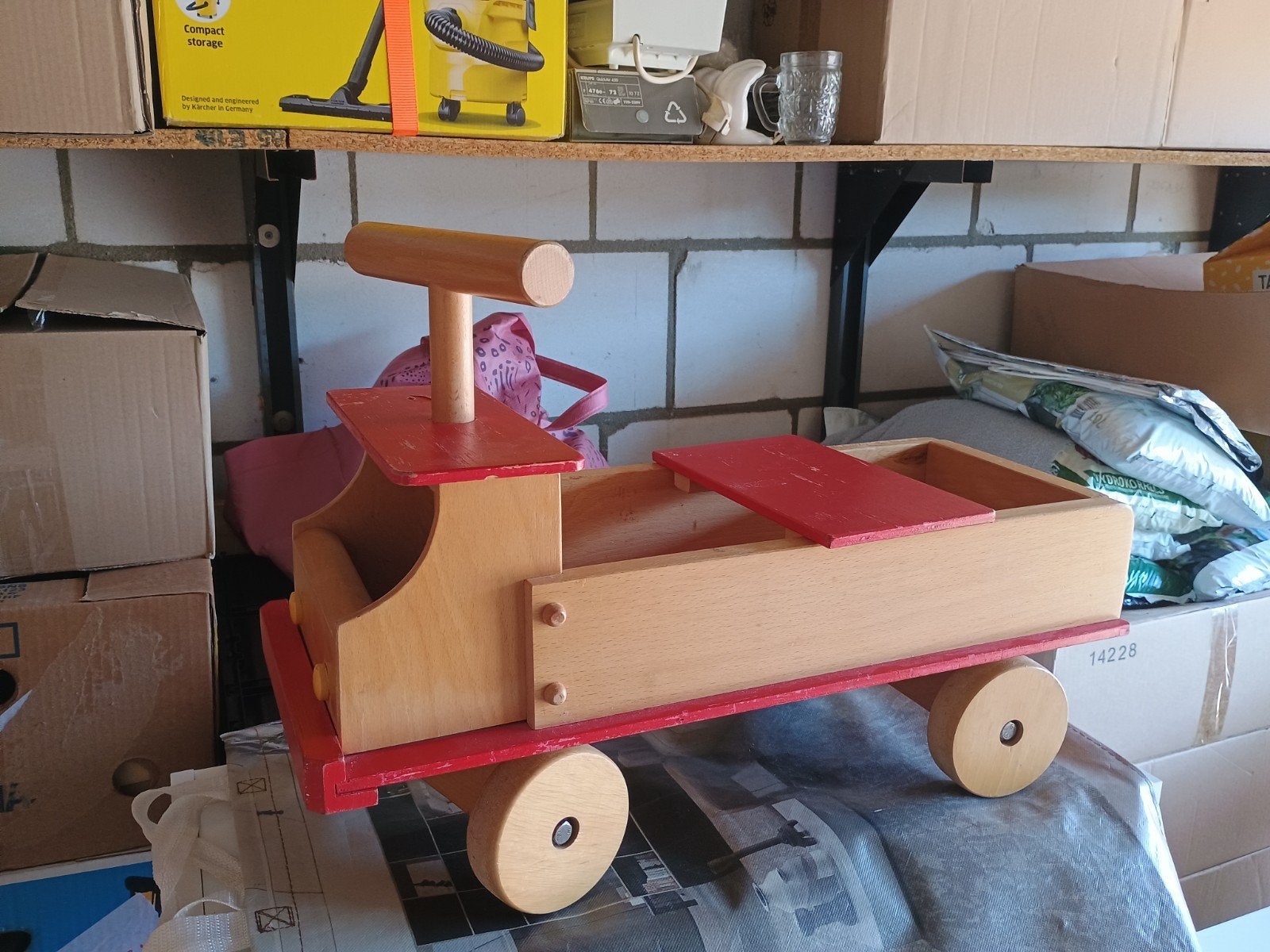 Vintage Houten Loopwagen ., Ophalen, Gebruikt, Duw- of Trekspeelgoed