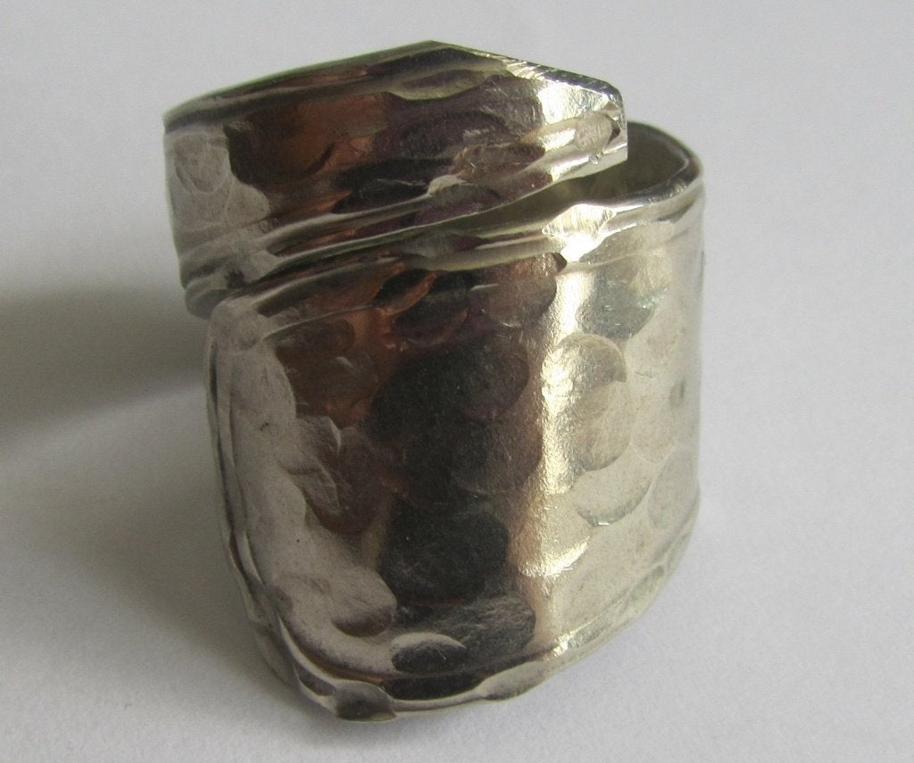massief breed Vintage slangen ring snake maat 17,5-18 Paris, Ophalen, Zilver, Ring