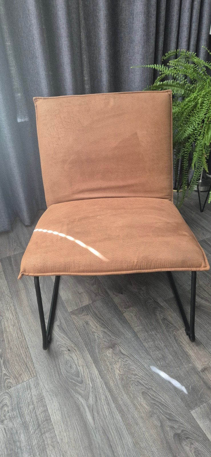 Cognac kleurige fauteuil, Huis en Inrichting, Gebruikt, 75 tot 100 cm, Ophalen of Verzenden, Stof