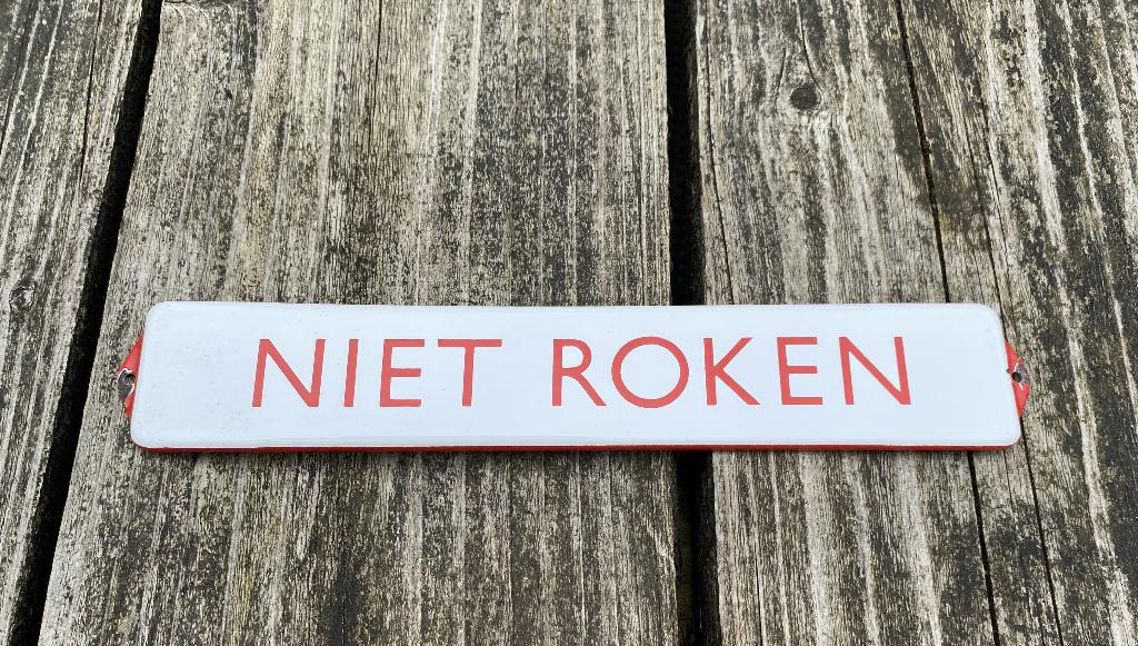 Leuk Emaille Bordje Niet Roken - vintage retro, Antiek en Kunst, Ophalen of Verzenden