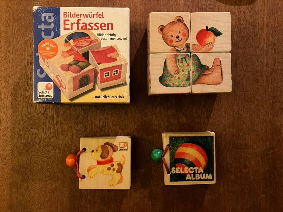 Selecta massief houten kubus puzzels boekjes, Ophalen of Verzenden, Zo goed als nieuw