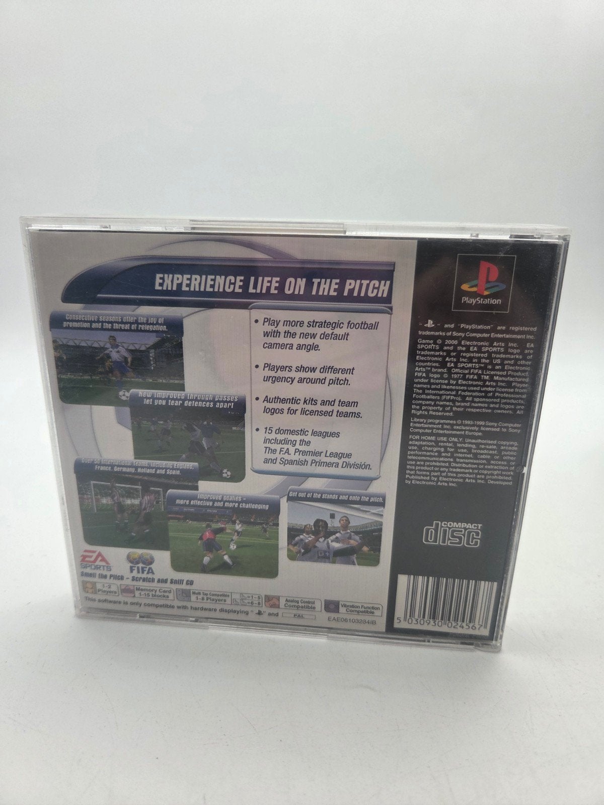 FIFA 2001 PlayStation 1 PS1 voetbalspel, Gebruikt, Electronic Arts, Electronic Arts Inc., 209 Redwood Shores Pkwy, Redwood City, CA 94065, USA