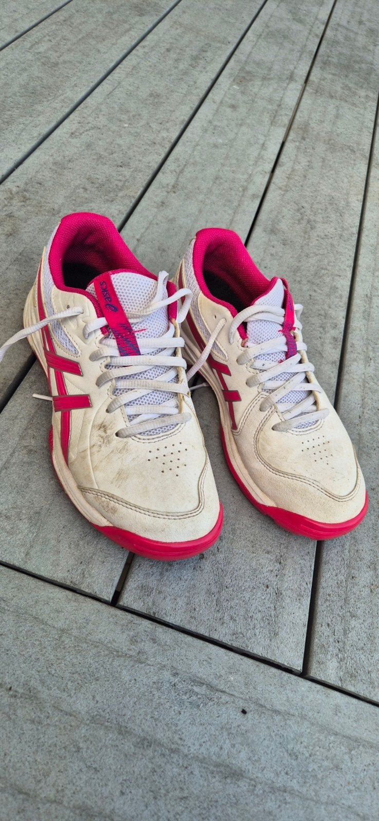 Asics sportschoenen maat 38 - wit/roze, Ophalen of Verzenden, Gebruikt, Schoenen