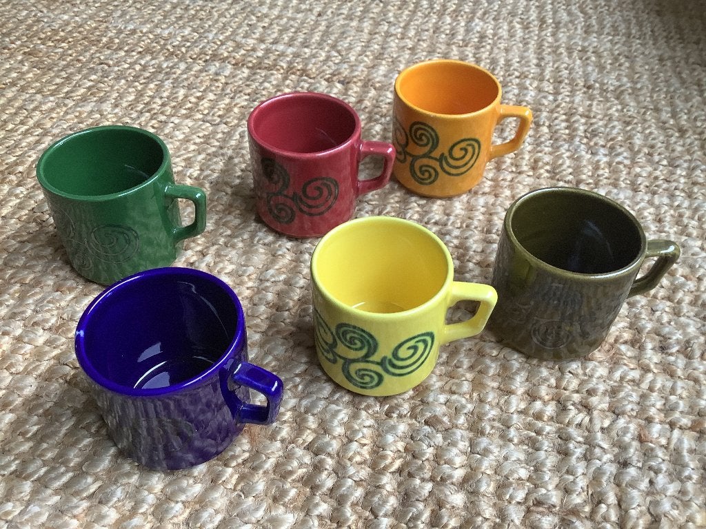 6 vintage koffiekopjes, jaren 60, Ophalen, Gebruikt, Overige stijlen, Kop(pen) en/of Schotel(s)
