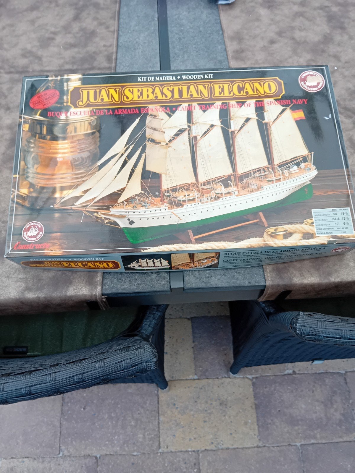 Houten Modelbouwkit Juan Sebastian Elcano Schip, Ophalen, Nieuw, 1:200 of kleiner, Overige merken