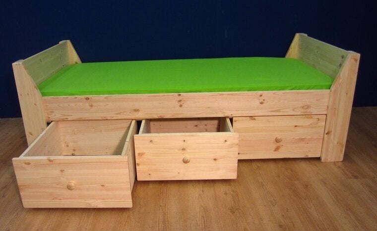 1-persoonsbed JENNIFER 3 laden met houtknop, Kinderen en Baby's, Kinderkamer | Bedden, 85 tot 100 cm, Nieuw, Ophalen of Verzenden