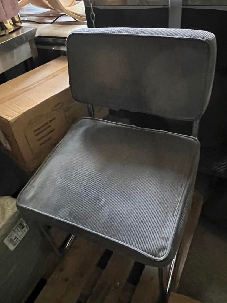 6 Grijze Slee Stoelen - Gebruikt, Klaar voor een Tweede Rond, Ophalen, Gebruikt, Metaal, Grijs