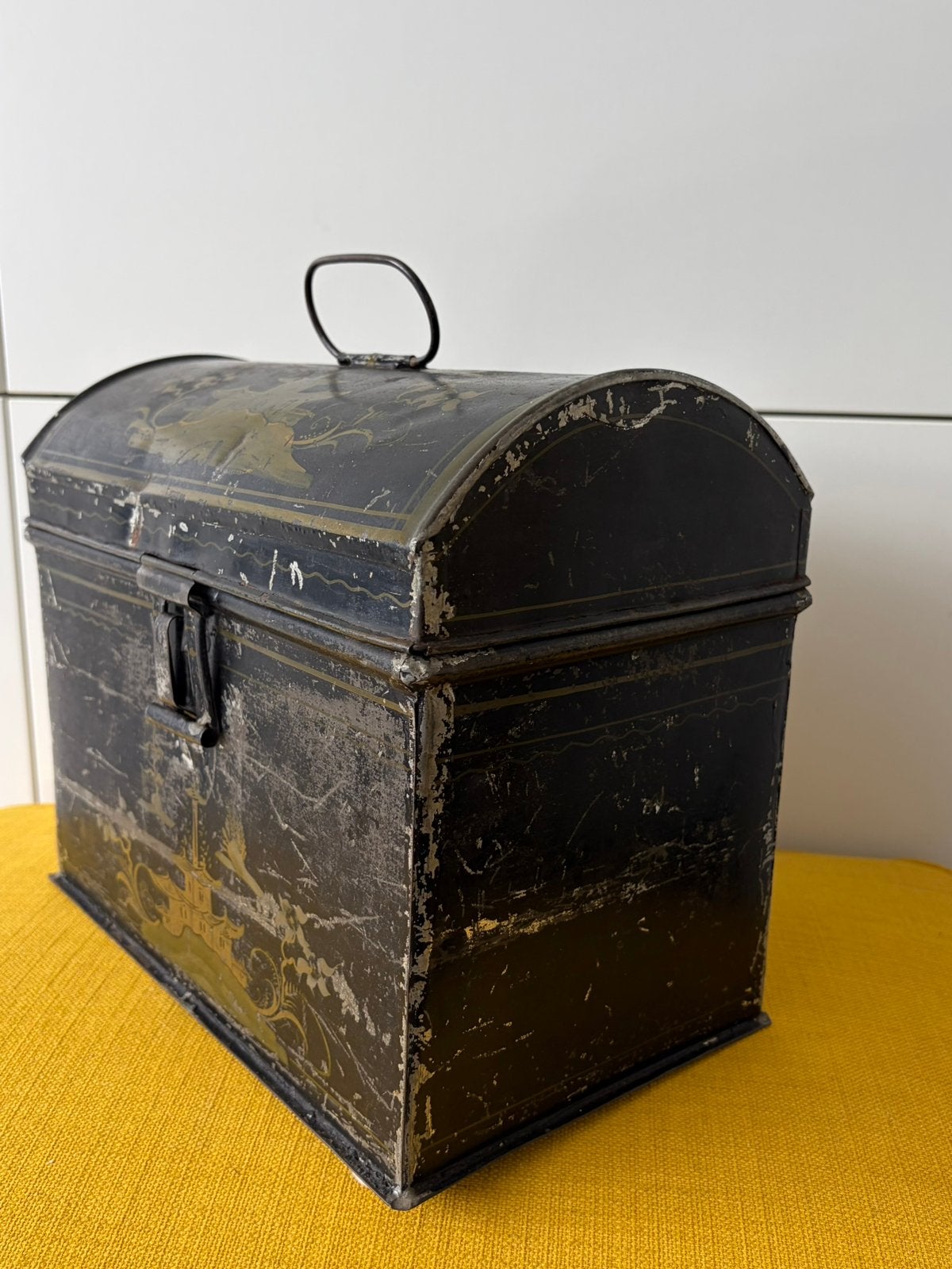 Vintage Toleware Blik / Kistje – Pagode Decor**zeldzaam**, Ophalen of Verzenden, Gebruikt, Overige merken