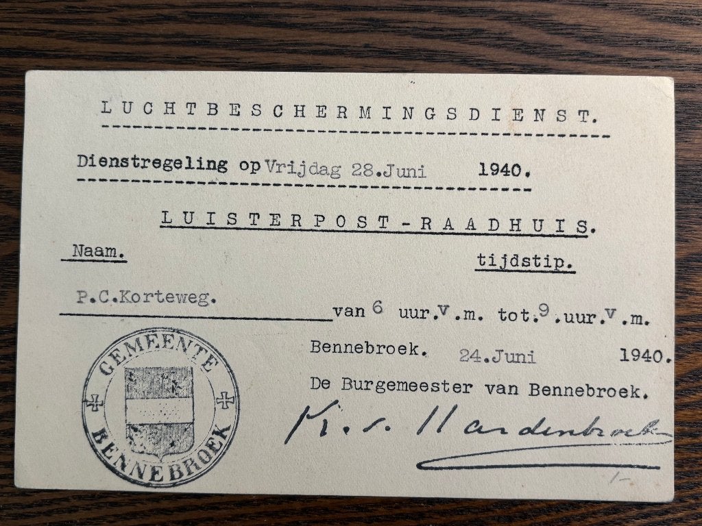 Luchtbeschermingsdienst Luisterpost Bennebroek Noord-Holland, Verzenden, Overige soorten, Nederland, Overige typen