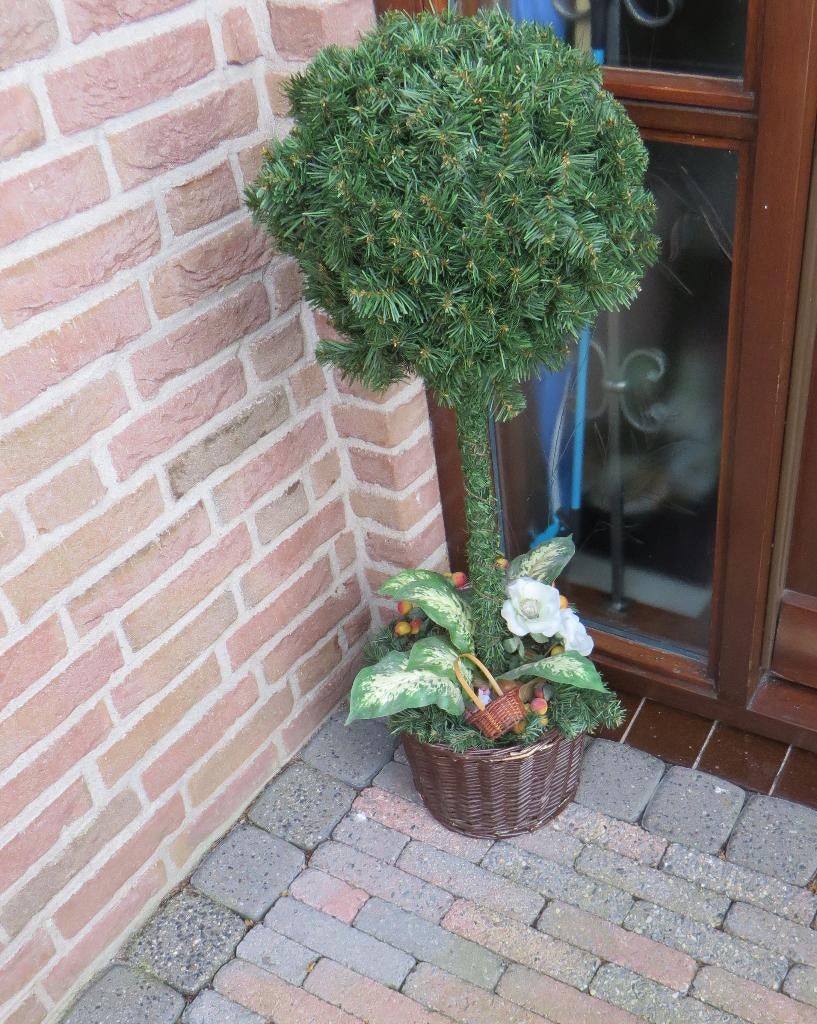 2 Kunstboompjes, Ophalen, Kunstplant, Inclusief kunstbloemen, Kunststof