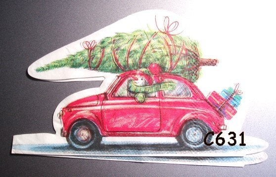 Servetten decoupage/bullet journal – auto kerstboom C631, Verzenden, Nieuw