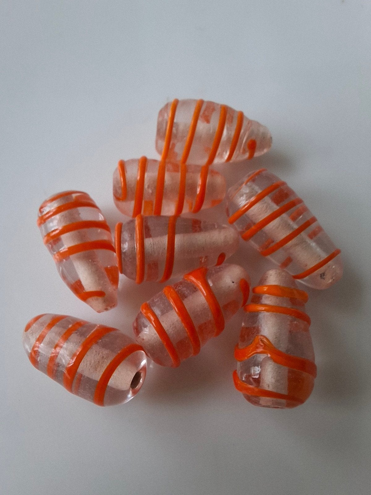 8 stuks lampwork glaskralen oranje transparant kralen, Kraal, -, -, Nieuw