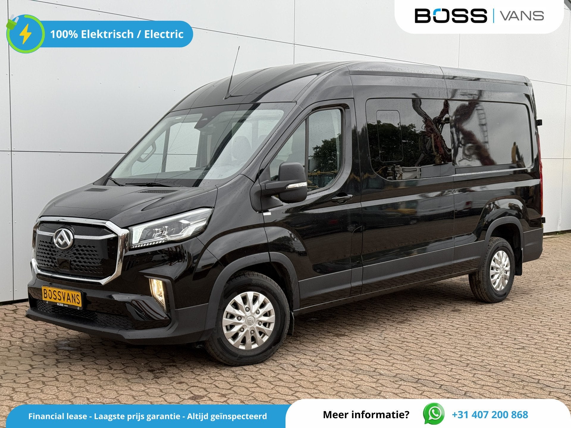 Maxus eDeliver 9 77kWh 204PK Nieuw model! Dubbele Cabine 7 S, Auto's, Stof, Gebruikt, Maxus, 7 stoelen